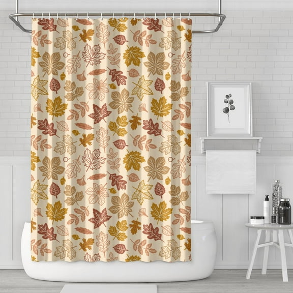 Fall Harvest Thanksgiving Pumpkin Shower Curtain,Autumn Leaves with Pumpkins Farmhouse Bath Curtain,Maple Leaves Bathroom Accessories Botanical for Bathroom Curtain Liner Set with Hooks,72X72in