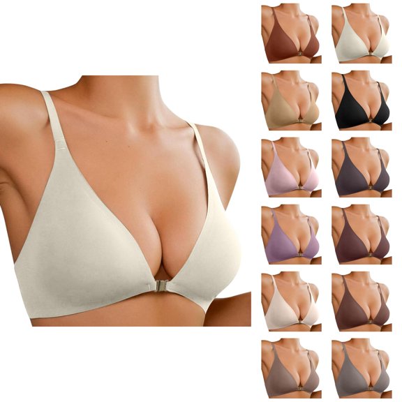 Front Closure Bras for Women â Seamless Push Up Bra with Lace Back Design, Bralette Wireless Plus Size, Comfortable Sleep Bra for and Everyday Wear Sports Use