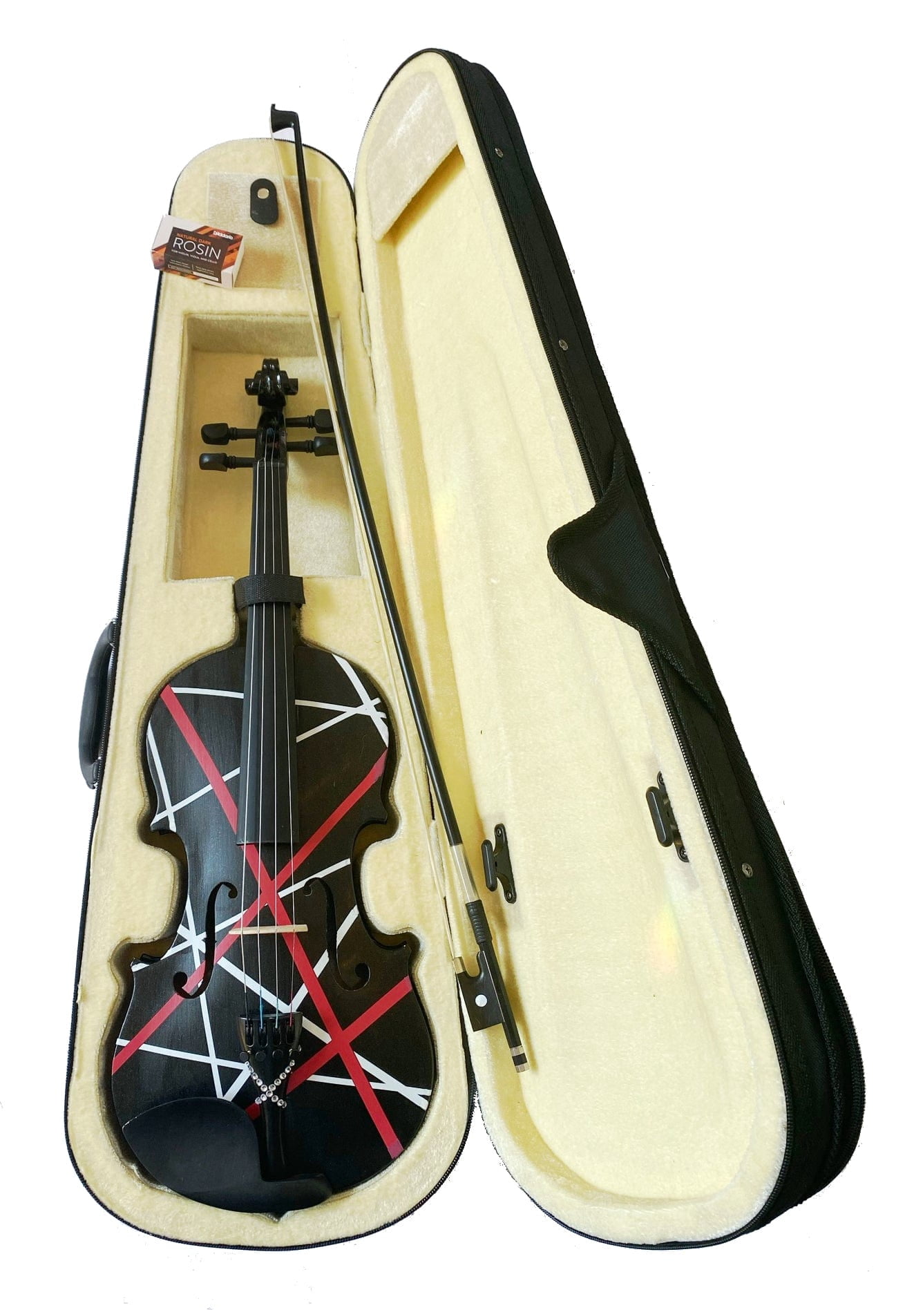 Wrap Splat Violin Outfit w/ Matching Carbon Fiber Bow, Case, Crystal Fine Tuners, Rosin, Strings, Set-Up