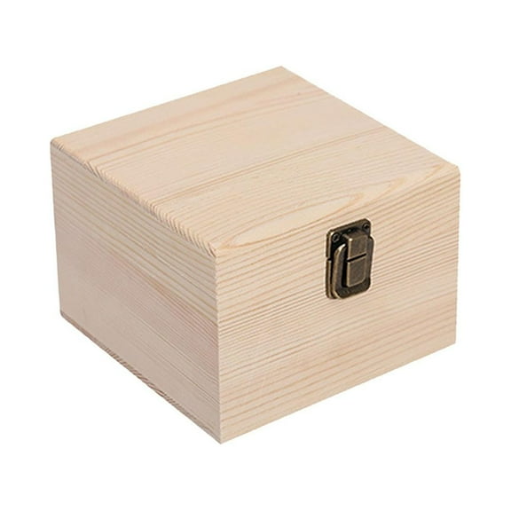 Yunhgft Wooden Storage Box Container Decorative Unfinished Gift Box Front Clasp Portable wood 14x14x10cm