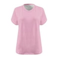thumbnail image 4 of ATOYSOY Women's V Neck Blouses Summer Plus Size Raglan Tops Color Block Loose Pullovers Dressy Workout Short Sleeve Basic Tees Casual Tunic Saving Activewear Pink XL, 4 of 4