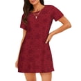 thumbnail image 1 of Bixox Robe de Nuit pour Femme à Motif de Flocons de Neige Rouges de Noël, Vêtement de Nuit Doux et Respirant, Robe de Pyjama à Col Rond Longueur Genou, Tenue d'Intérieur pour la Maison et le Sommeil, 1 of 7