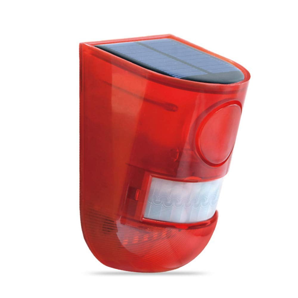 Solar Powered Sound Alarm Strobe Light Flashing 6LED Motion Detector
