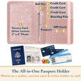 thumbnail image 3 of ComfiTime Passport Holder, RFID Blocking PU Leather Passport Cover and Vaccine Card Holder for Women & Men, Waterproof Passport Case Travel Wallet, Travel Credit Card Holder Protector, Glitter Rose, 3 of 11