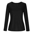 thumbnail image 5 of Vivianyn HD Women's Lace Trim V Neck Ribbed Top, Long Sleeve Casual Blouse,Black,Size S-XXL, 5 of 7