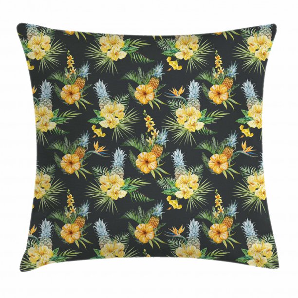 Hawaii Throw Pillow Cushion Cover, Tropical Flowers Blooming Frangipani