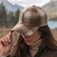thumbnail image 6 of Clossjun Women Men Stylish Plaid Baseball Cap Fall Winter Warm Classic Hat Soft Casual Dad Hat for Outdoor Sport Khaki, 6 of 6