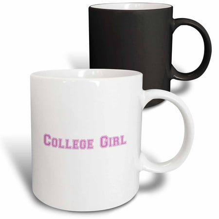 

3dRose College Girl text in pink - girly retro preppy font - university students or graduate school fashion Magic Transforming Mug 11oz
