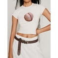 thumbnail image 2 of EYIIYE T-Shirts à Col Rond Aguichant pour Femmes, Manches Courtes, Hauts Courts, Blouses Mignonnes, Imprimé Fruit/grenouille, T-Shirts Ajustés, Mode Décontractée, Vêtements Mode Urbaine pour Adolescentes, Été, Quotidien, 2 of 4