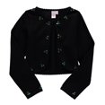 thumbnail image 2 of Cyndeelee Girls Long Sleeve Beaded Sequin Scallop Trim Bolero Cotton Shrug Cardigan (Black, 3T), 2 of 5