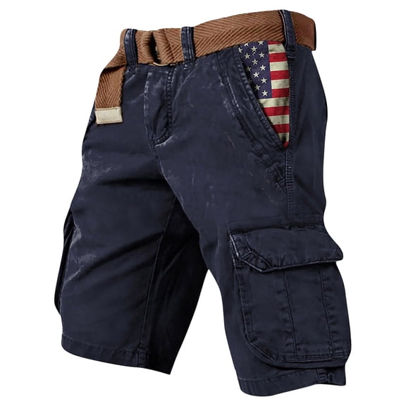 Cargo Shorts for Men Patriotic Printed 4th Of July Shorts Distressed Washed Freedom We the People Cargo Shorts Outdoor Hiking Fishing Military Patriotic Shorts,Blue XL
