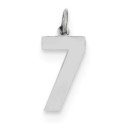 Sterling Silver Rhodium-plated Medium Polished Number 7