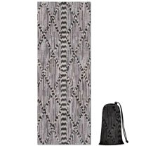 Black Geometric Diamond Striped Pattern Hot Yoga Mat Towel Non Slip for Hot Yoga - Quick-Drying Yoga Mat Cover with 4 Corner Pockets with Travel Bag - Hot Yoga Towel Non Slip 74"x26"