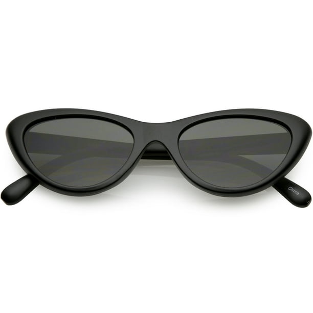 Small Retro Cat Eye Sunglasses Neutral Colored Lens 49mm (Matte Black ...