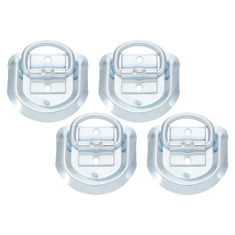 FRCOLOR  4 Pcs Floor Hook D-shaped Pull Ring Anchors Hitch Buckle Silver