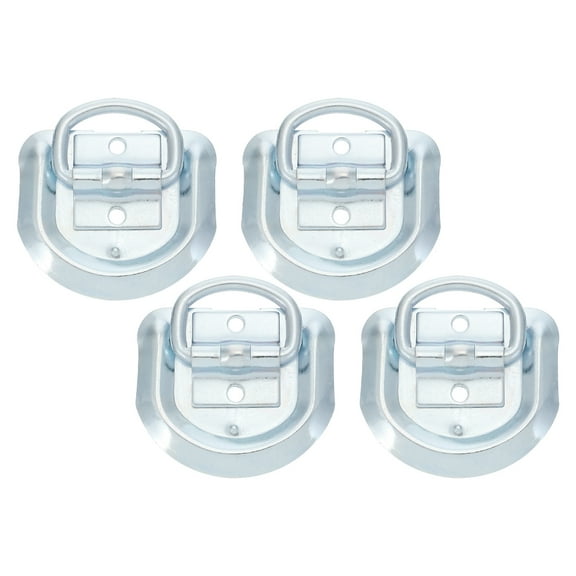 FRCOLOR  4 Pcs D Rings Heavy Duty Trailers Chrome Universal Tow Silver