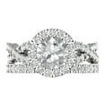 thumbnail image 2 of 1.92 ct Brilliant Round Cut White Sapphire 14k White Gold Halo Solitaire with Accents Engagement Bridal Wedding Ring Band Set size 6.5, 2 of 7