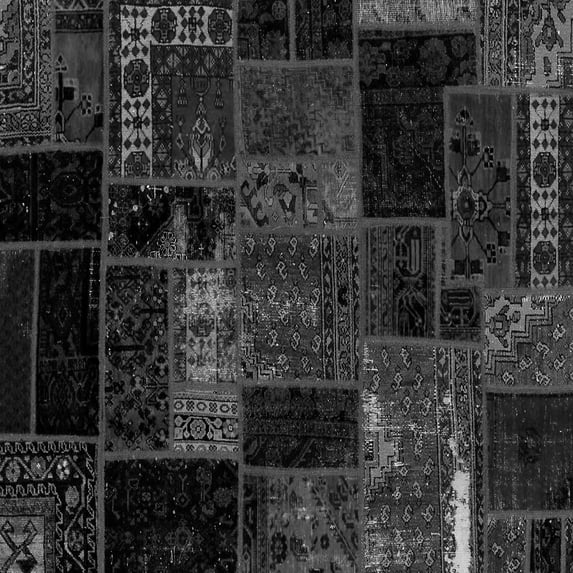 Ahgly Company Indoor Square Patchwork Gray Transitional Area Rugs, 6' Square