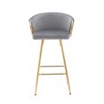 thumbnail image 3 of Tcbosik Bar Stools Set of 2, Velvet Upholstered Bar Chair, Counter Height Stool with Metal Frame for Home Pub, Dining Room, Kitchen Island, Easy Assembly, Gray, 3 of 8