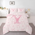 thumbnail image 2 of Erosebridal Initial Y Letter Bedding Full Comforter Set, Cute Bowknot Down Comforter, Dreamy Princess Decor, Reversible 3pcs, 2 of 7