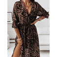 thumbnail image 5 of EASYBRA Women V Neck Floral Chiffon Midi Dress Side Slit Elegant Summer Casual Flowy Dress, 5 of 6