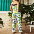 thumbnail image 3 of Fgvctg Mardi Gras Jumpsuits for Women Casual Wide Leg Pant Carnival Party Spaghetti Straps Festival Mask Print Jumpsuit Sleeveless Bib Overalls Sprimg Rompers Clothing With Pockets Green XXXL, 3 of 4