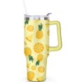 thumbnail image 2 of 40oz Tropical Pineapple Pattern Stainless Steel Flip Straw Tumbler Spill Proof Travel Cup Double Wall Vacuum Insulated Coffee Mug with Top Handle, 2 of 6