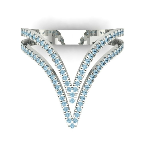 Statement Engagement Ring for Women - 0.525ct Natural Sky Blue Topaz in 14K White Gold Promise Ring