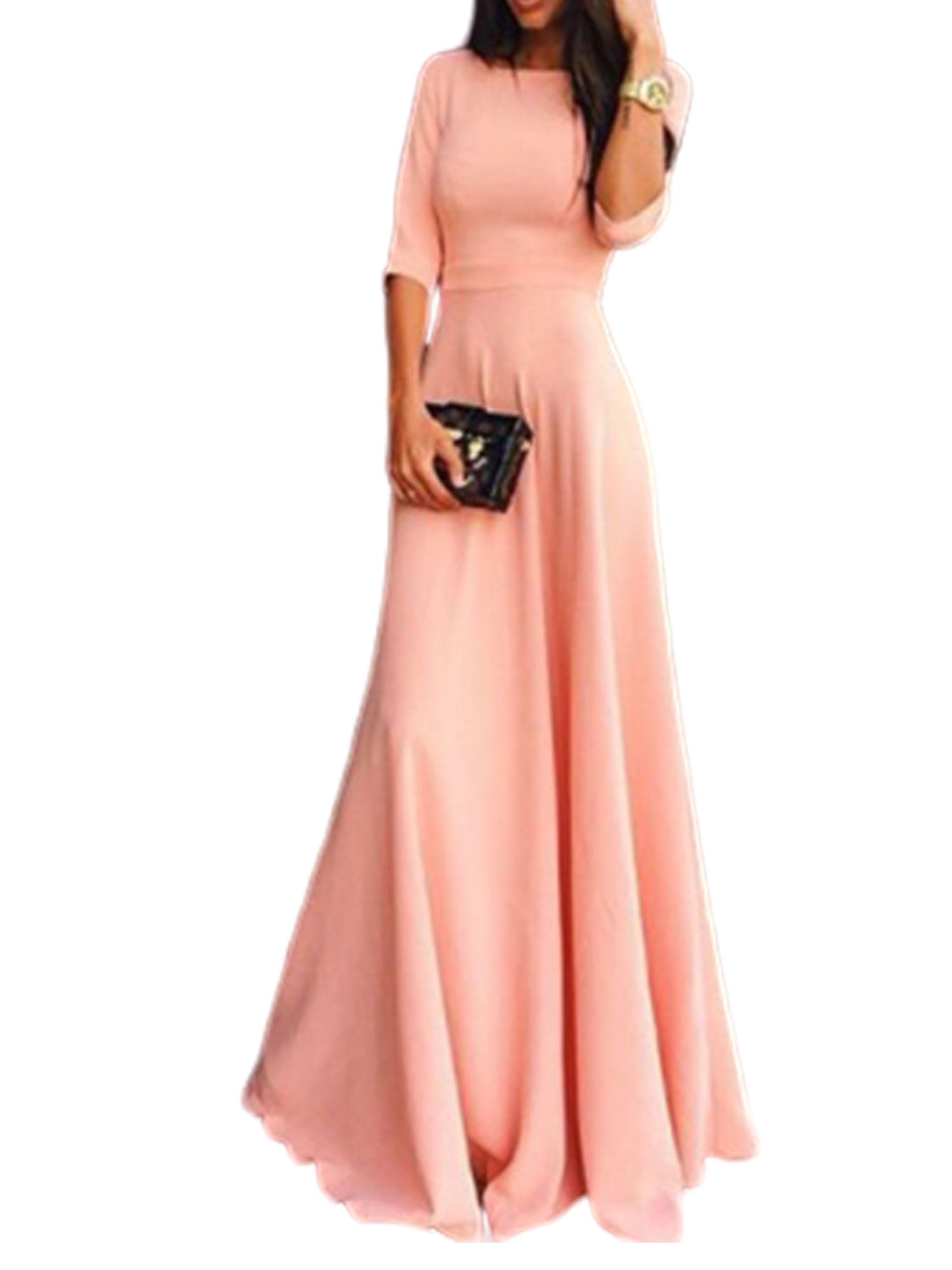 pink boho dress with sleeves