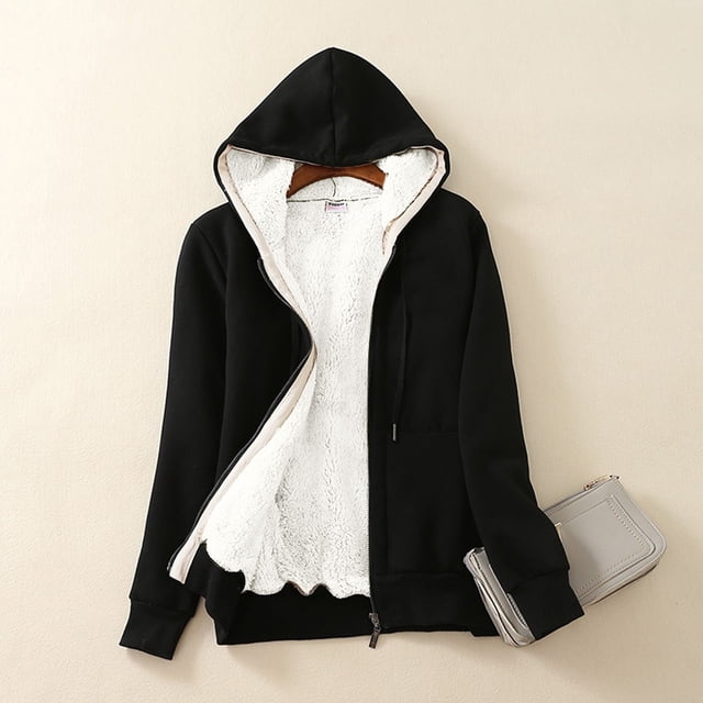 Puntoco Mujer Casual Invierno Cálido Sherpa Forrado Cremallera Sudadera Con Capucha Chaqueta Abrigo Liquidación Puntoco Puntoco-1894