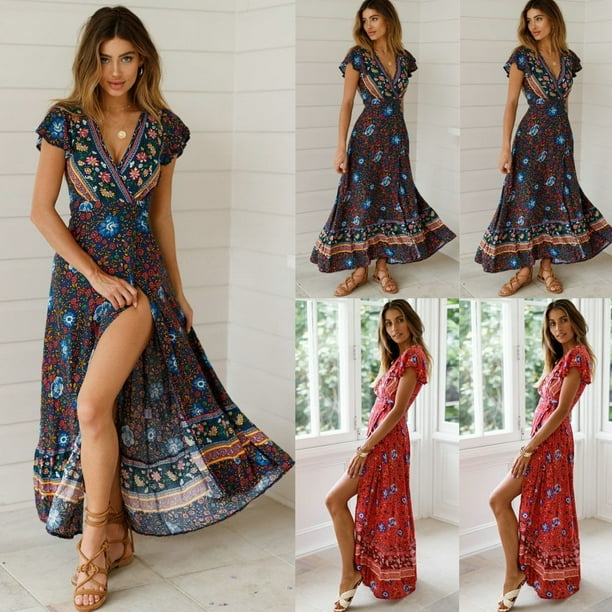 Women Boho Short Long Maxi Dress Summer Beach Hot Cocktail Party