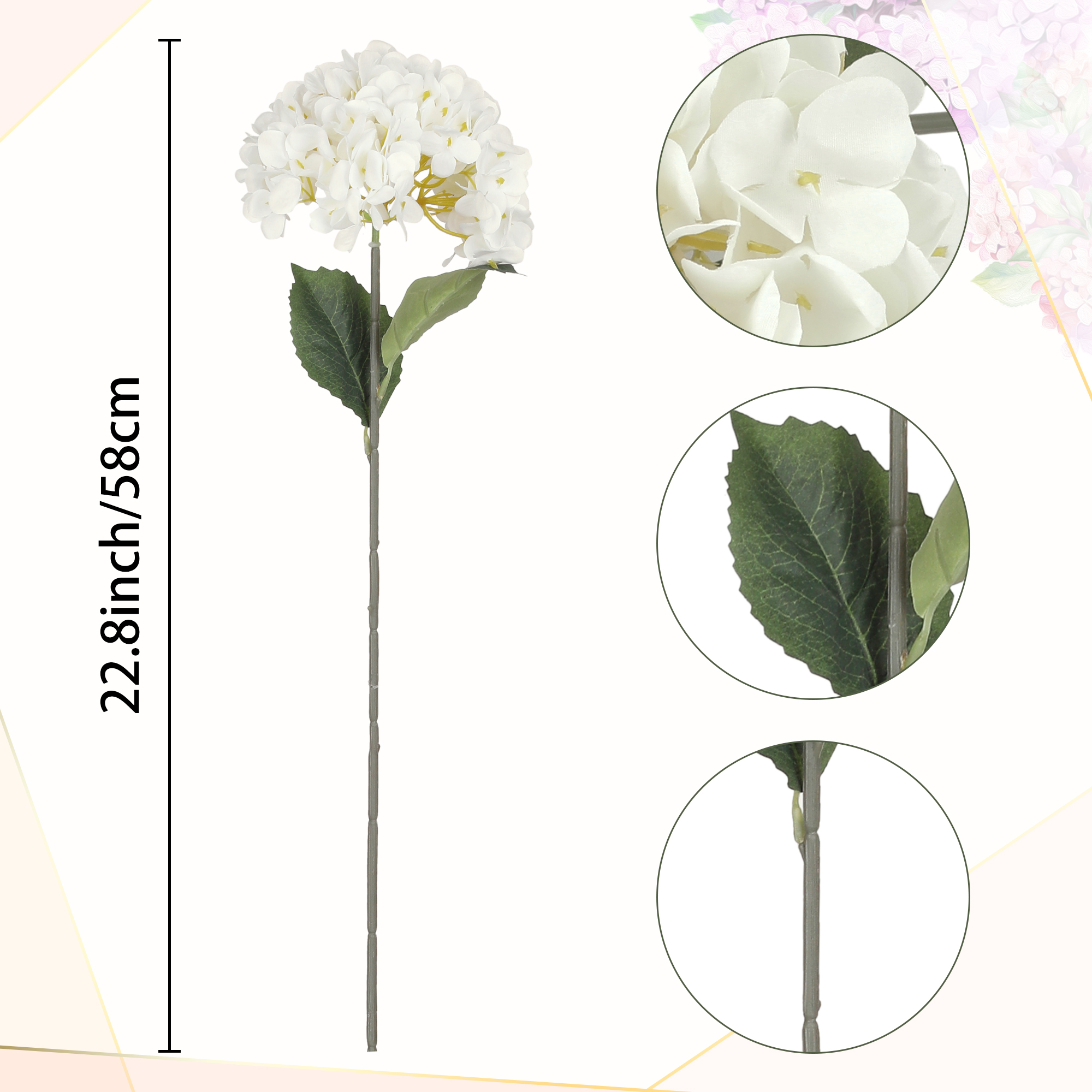 Unique Bargains 6 Pack Artificial Hydrangea Silk Flowers Bouquet for Home Decor White
