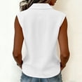 thumbnail image 4 of LNWUY Women's Wrinkle Free Sleeveless Button Down Shirts Blouses Solid Color Business Casual Loose Tank Tops for Work White XXXL, 4 of 7