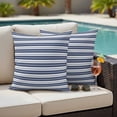 thumbnail image 4 of Navy Blue Striped Outdoor Waterproof Pillow Covers, Farmhouse Striped Geometric Art Decorative Square Throw Pillowcase Sofa Cushion Sham for Patio/Couch/Chair, 20"x20" 2 Pack, 4 of 8