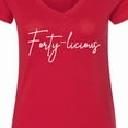 thumbnail image 4 of Inktastic Forty-licious Birthday Humor Women's V-Neck T-Shirt, 4 of 5