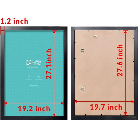 19.7x27.6 Black Picture Frame, Classic Minimalist Wall Decor for Home Office Hotel