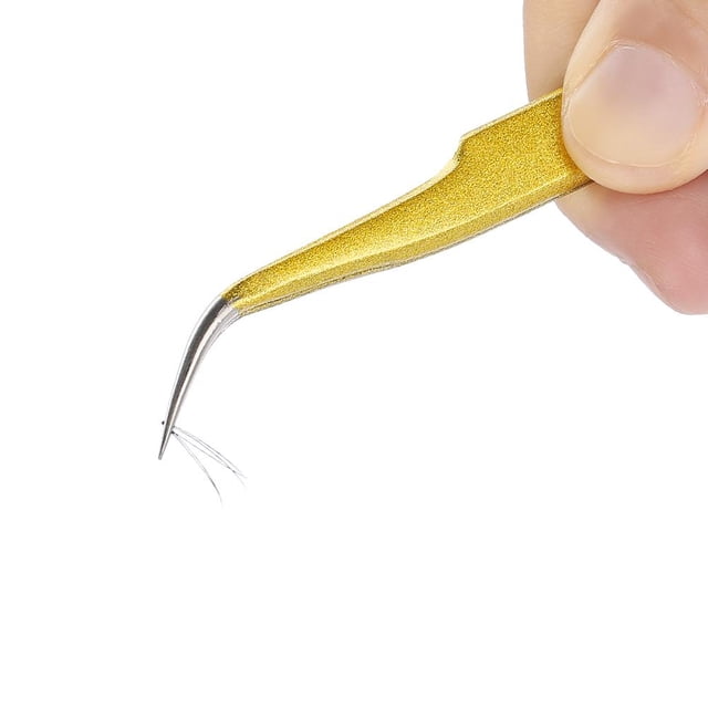 LAFGUR Eyelash Tweezers For Women, Tweezers For Eyelash Extensions, Golden Eyelashes Grafting For Eyelash Extension
