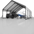 thumbnail image 4 of Riedhoff Metal Carport 20 x 25 x 13 ft for 2 Cars, Heavy Duty, Light Gray, 4 of 10