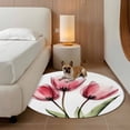 thumbnail image 2 of Pink Tulip Round Rugs for Living Room 4ft X-ray Image Flower Abstract Transparent Floral Non Slip Circle Rug Washable Low-Profile Indoor Carpet for Bedroom, Dining Room, Bathroom, 2 of 9