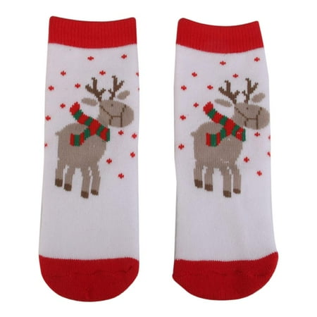 

Pair Of Cute Stretchable Kids Baby Deer Pattern Christmas Socks White 1-3Y 1-3 Years