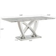 thumbnail image 2 of Modern Dining Table 70" Rectangular Kitchen Table with Imitation Marble Grain MDF Wooden Top & Iniregular Silver Base,Faux Marble Dinner Furniture for Kitchen Dining Room/Meeting Room, 2 of 9