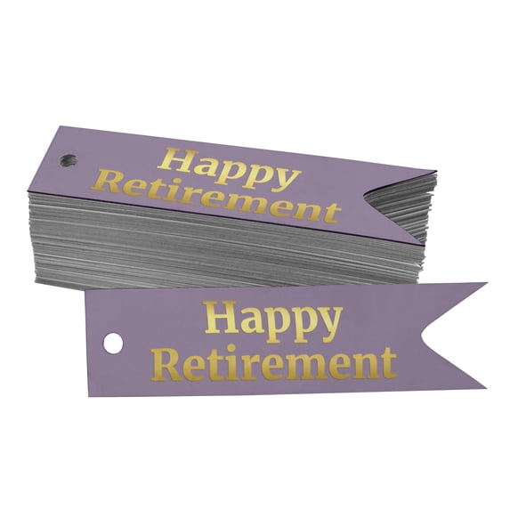 Inkdotpot Pack Of 100 Happy Retirement Favor Paper Tags Craft Real Gold Foil Hang Tags