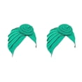 thumbnail image 4 of Qarigey Turbante Nudo Musulmán Hijab Elástico Superficie lisa Diadema Pañuelo Gorro Cabello para mujeres de cara Verde claro Verde claro 2piezas, 4 of 6