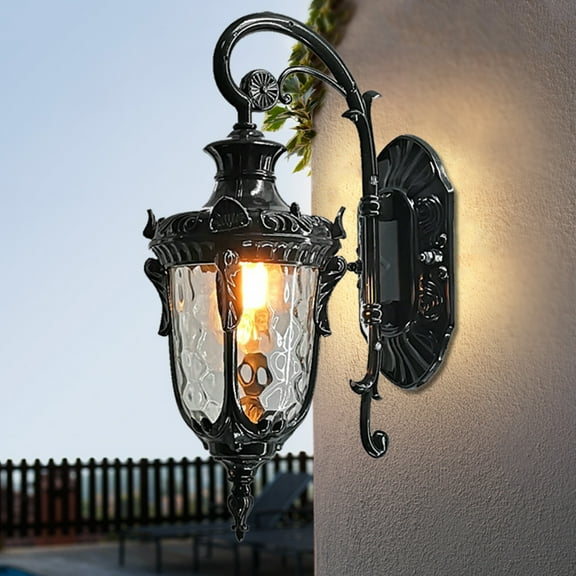 Waterproof and Antirust Outdoor Wall Lamp With Glass Shade, Outdoor Wall Sconce, Black Wall Lamp, Retro Outdoor Wall Lamp