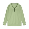 thumbnail image 4 of Girl's Cropped Sweatshirts Quarter Zipper Casual Oversized Long Sleeve Pullover Tops with Thumb Hole Kids Cute Turtleneck Fall Hoodless Active Tops Mint Green 7Y, 4 of 7
