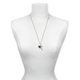 thumbnail image 3 of Delight Jewelry Silvertone Lime Green Large Cheetah Print Heart Silvertone Hope Anchors the Soul Bar Charm Necklace, 23", 3 of 4