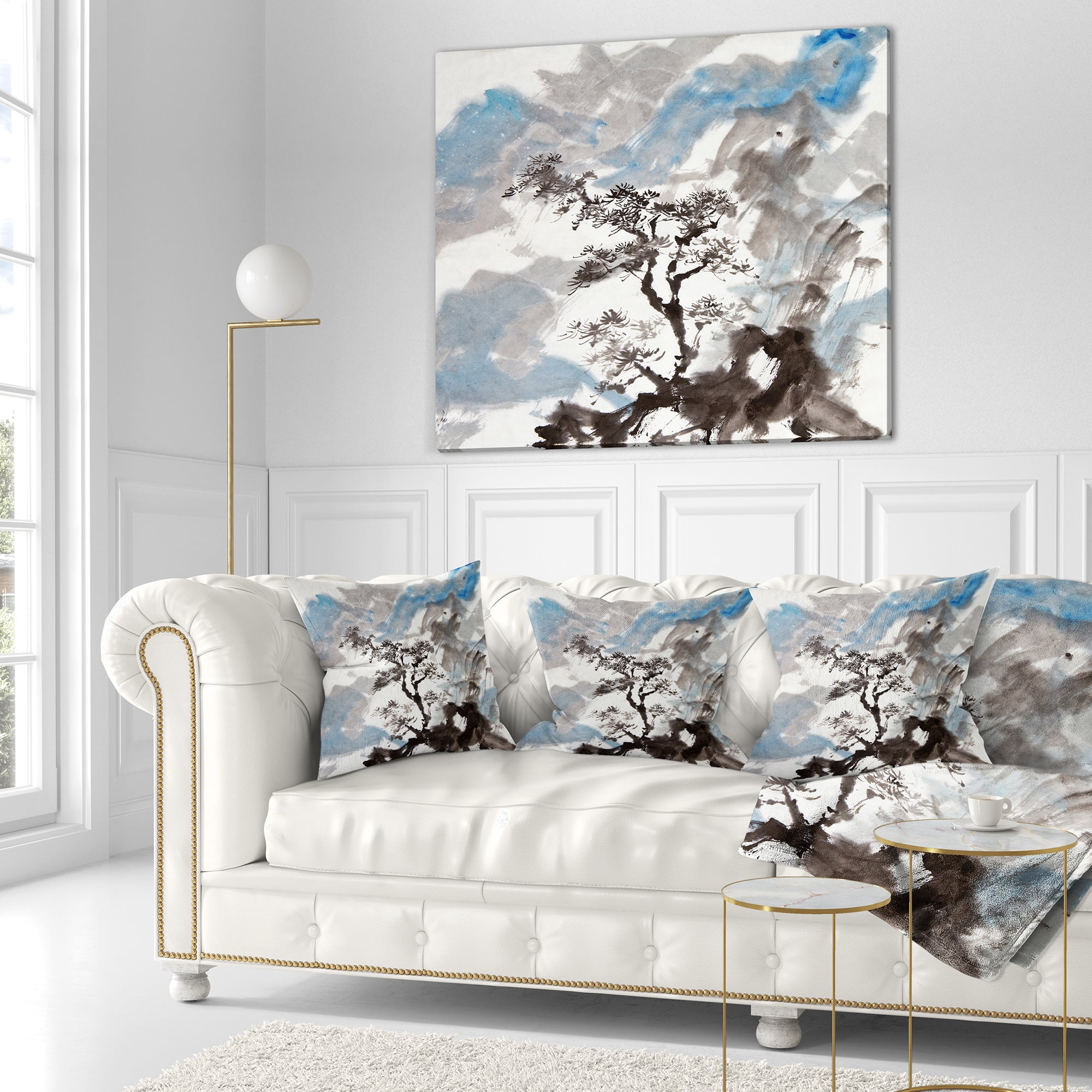 Designart Chinese Pine Tree - Trees Throw Pillow - 16x16