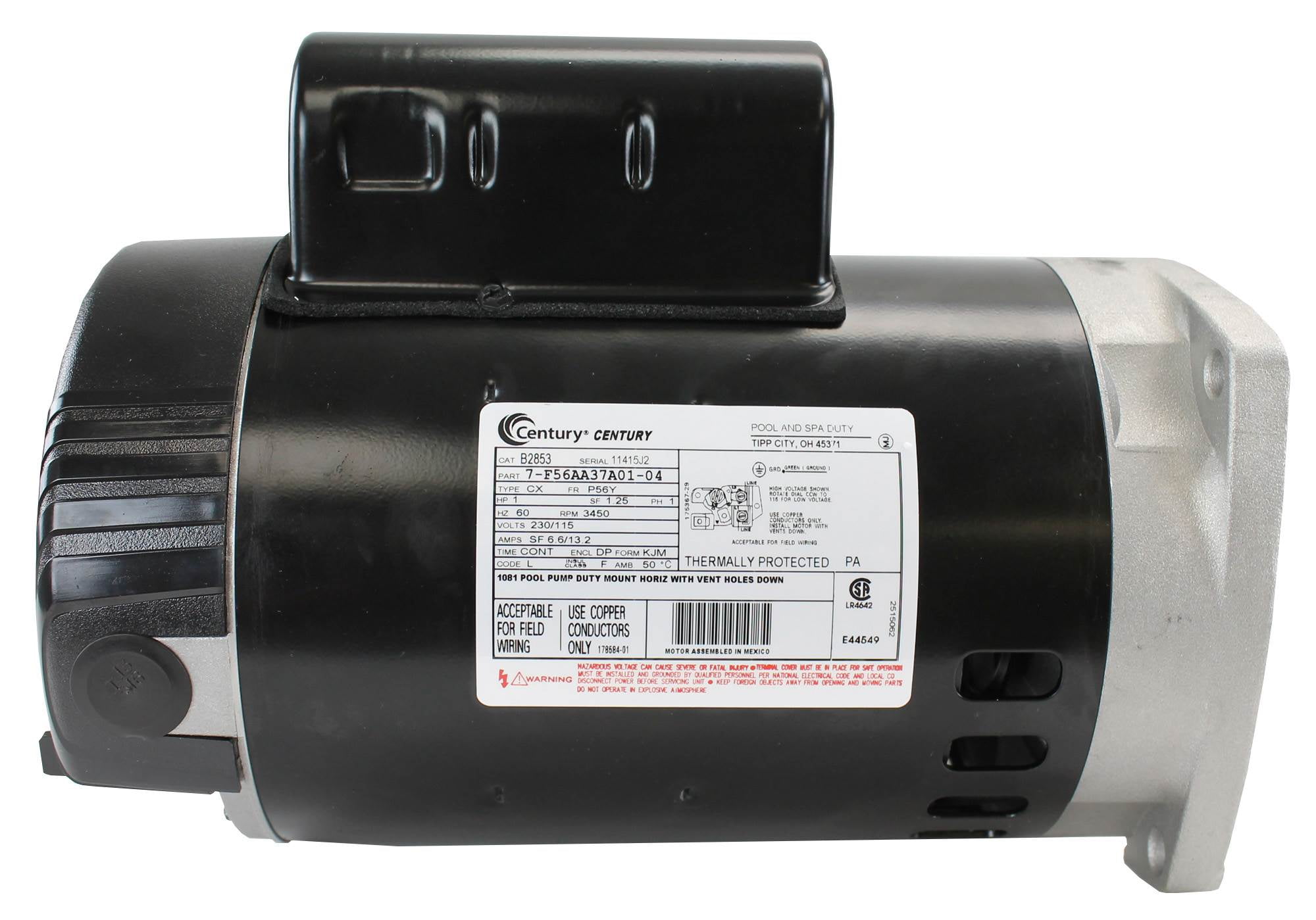 A.O. Smith Century B2853 1HP 115/230V Square Flange Up-Rate Pool Motor  PHK2RA6E