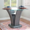 thumbnail image 6 of Linon Vern 5 Piece Dining Set Round Glass and Wood Table with 4 Chairs in Gray, 6 of 18