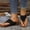 Black, variant on Women's Wedge Heel Mules Perforated Upper Metal Trim Non-Slip Comfortable Slide Sandals Summer Plus Size White 6